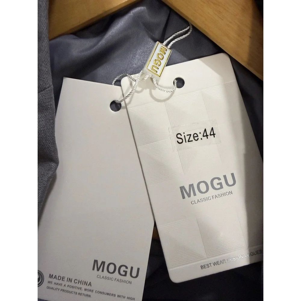 MOGU Classic Fashion Blazer Men's Size 44 Gray Two Button Jacket New‎ With Tags